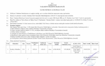 YAKAKENT BELEDİYE BAŞKANLIĞI GAYRI MENKUL SATIŞ İHALE İLANI